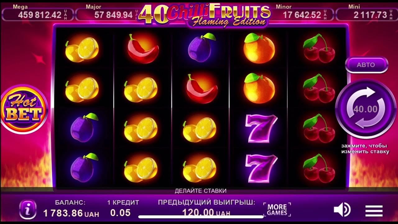 Динамичные фруктовые слоты «40 Chilli Fruits Flaming Edition» в казино Гаминаторслотс